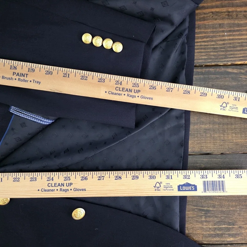 Saddlebred Men's Sport Coat Blazer Two Button Navy Blue Twill Poly Wool 54R